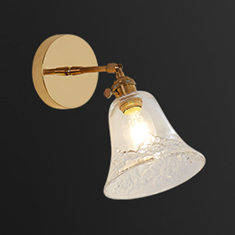 Nordic Brass Wall Light Geometric 1 Light Wall Sconce with Glass for Living Room