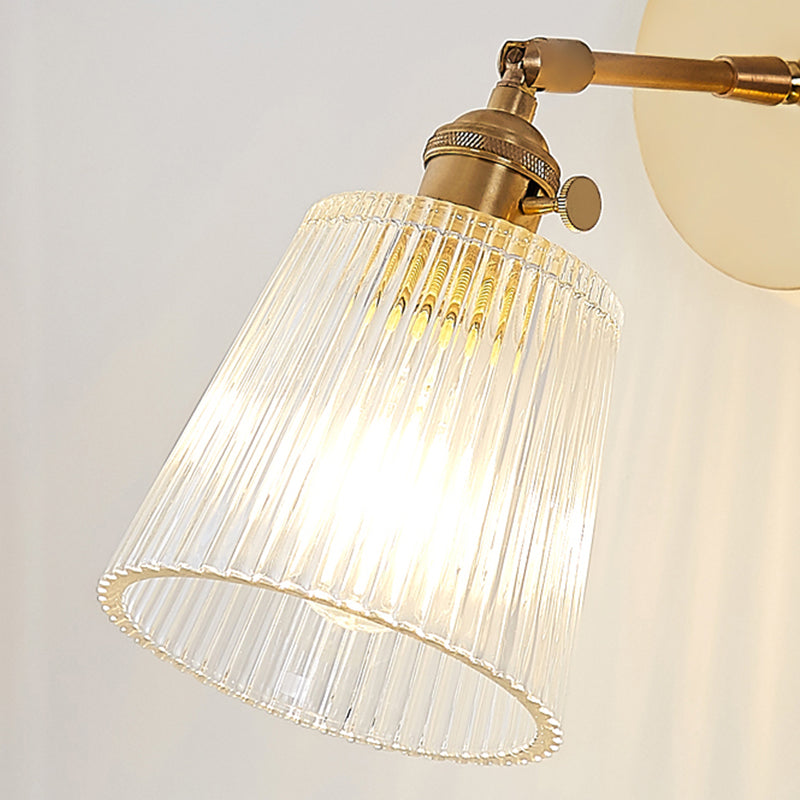 Nordic Brass Wall Light Geometric 1 Light Wall Sconce with Glass for Living Room