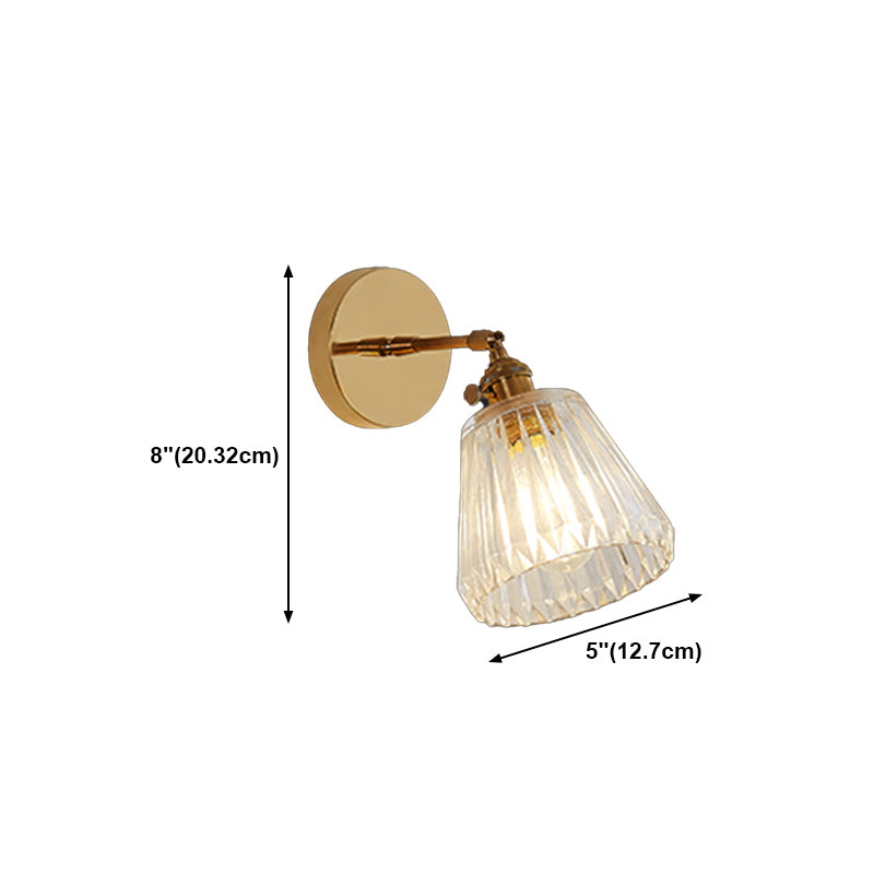 Nordic Brass Wall Light Geometric 1 Light Wall Sconce with Glass for Living Room