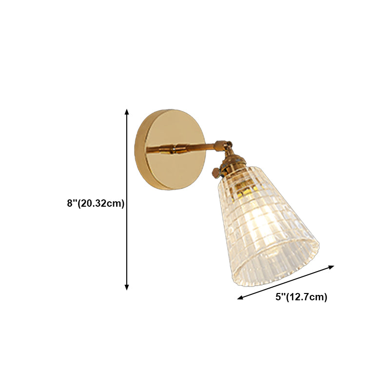 Nordic Brass Wall Light Geometric 1 Light Wall Sconce with Glass for Living Room