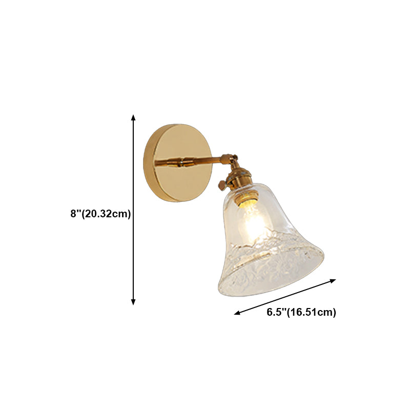 Nordic Brass Wall Light Geometric 1 Light Wall Sconce with Glass for Living Room