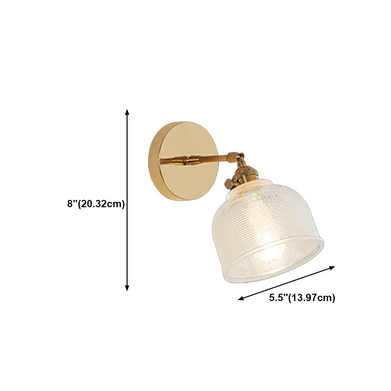 Nordic Brass Wall Light Geometric 1 Light Wall Sconce with Glass for Living Room