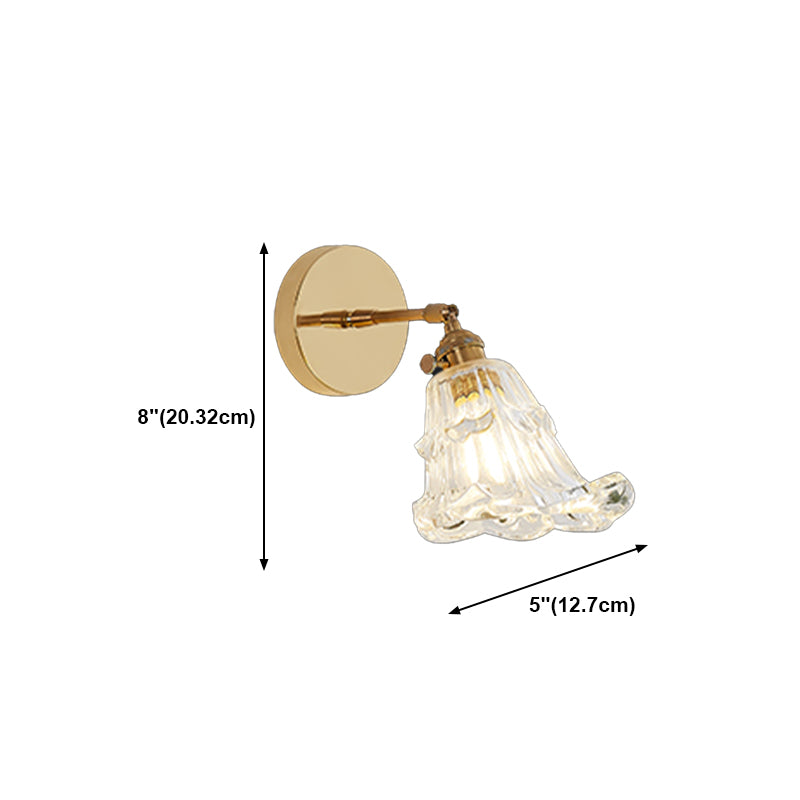 Nordic Brass Wall Light Geometric 1 Light Wall Sconce with Glass for Living Room