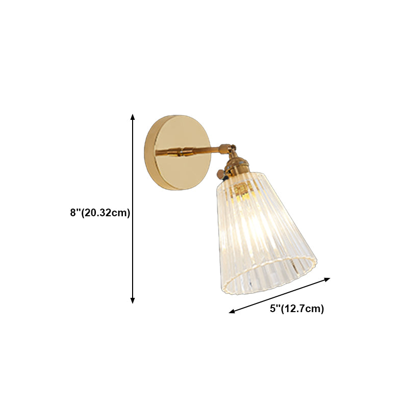 Nordic Brass Wall Light Geometric 1 Light Wall Sconce with Glass for Living Room