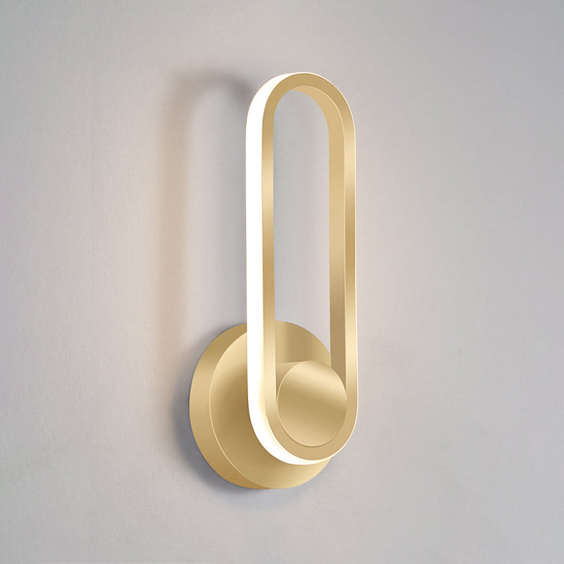 Modern Style Elliptical Shape Wall Sconce Metal 1 Light Wall Light for Bedroom