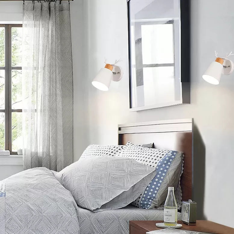 Noordse stijlvolle emmer lampje Roteerbaar metaal 1 licht wandlicht met gewei voor studieruimte