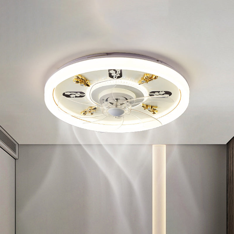 Contemporary Round Fan Light Metal 20" Wide LED Flush Mount Light for Bedroom