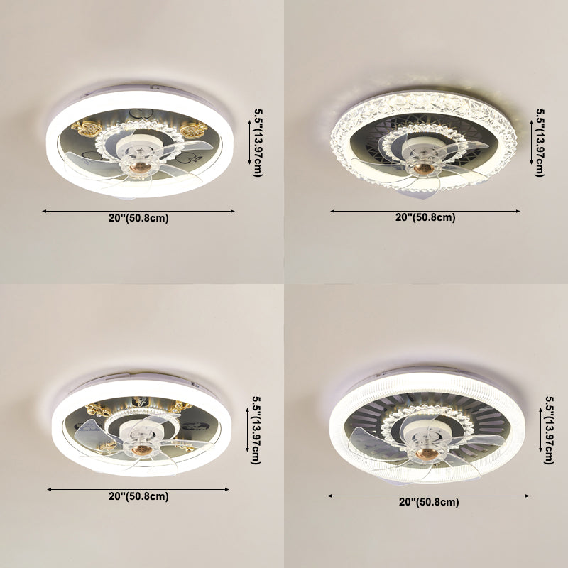 Contemporary Round Fan Light Metal 20" Wide LED Flush Mount Light for Bedroom