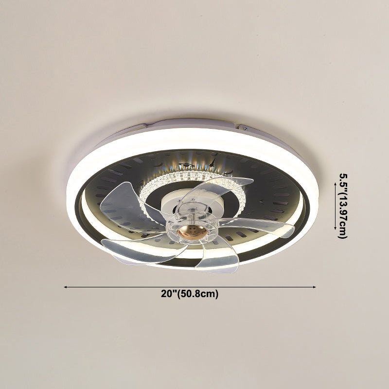 Contemporary Round Fan Light Metal 20" Wide LED Flush Mount Light for Bedroom