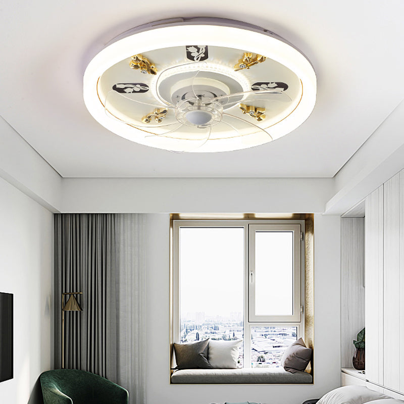 Contemporary Round Fan Light Metal 20" Wide LED Flush Mount Light for Bedroom