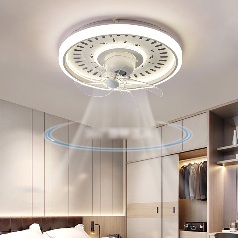 Contemporary Round Fan Light Metal 20" Wide LED Flush Mount Light for Bedroom