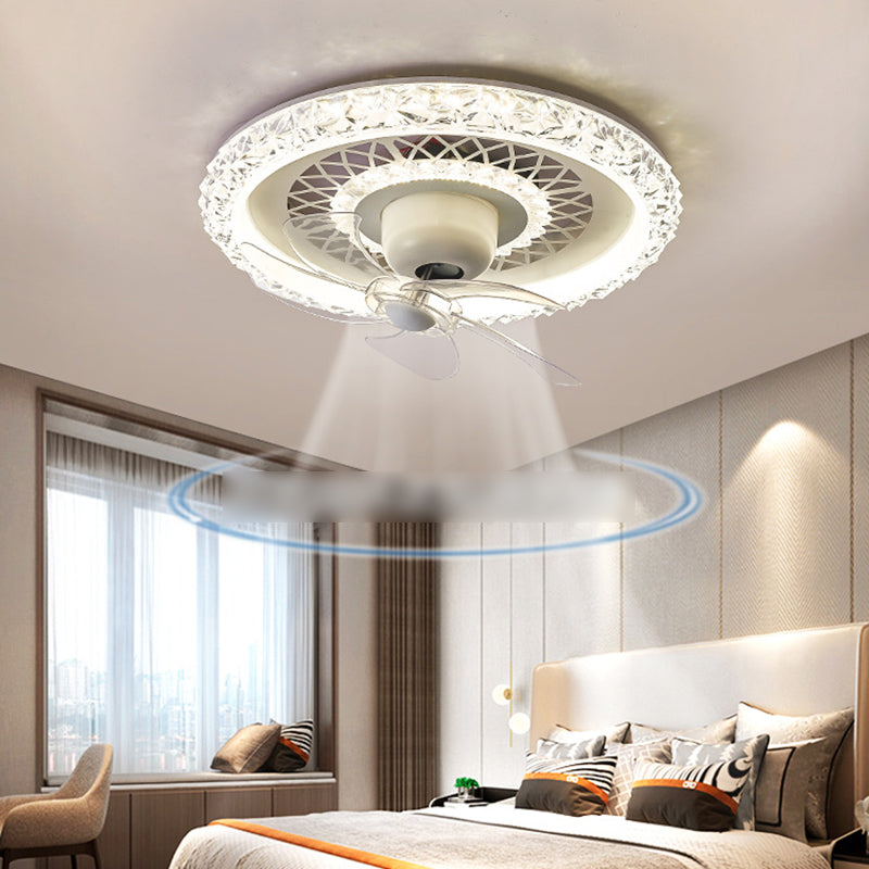 Contemporary Round Fan Light Metal 20" Wide LED Flush Mount Light for Bedroom