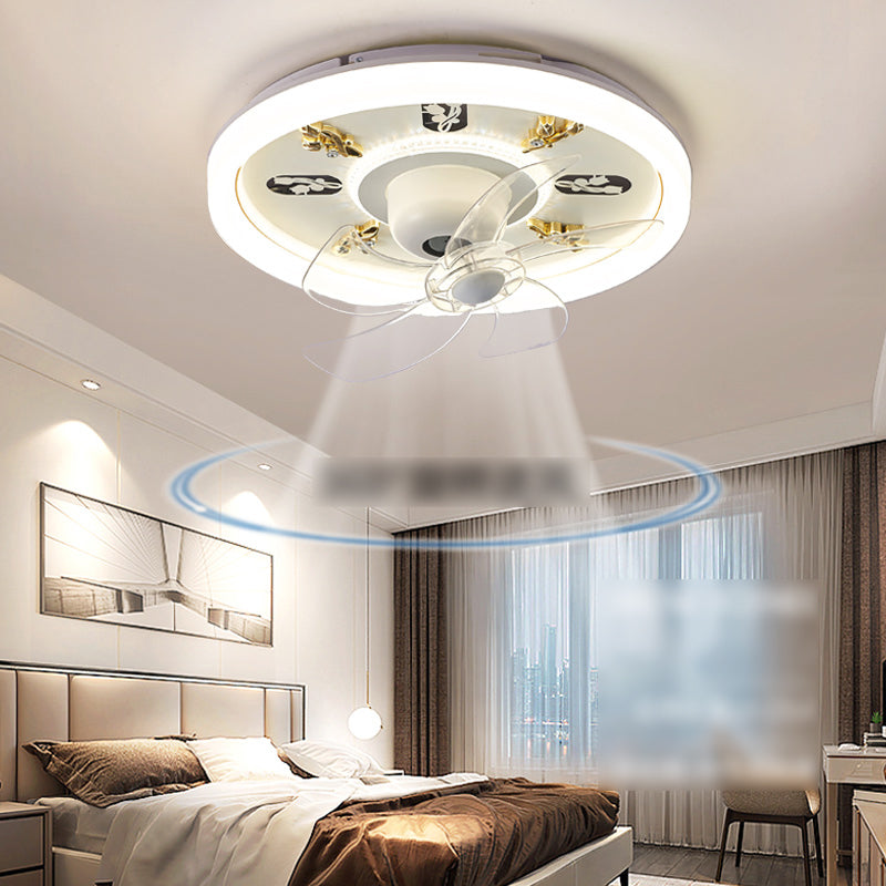 Contemporary Round Fan Light Metal 20" Wide LED Flush Mount Light for Bedroom