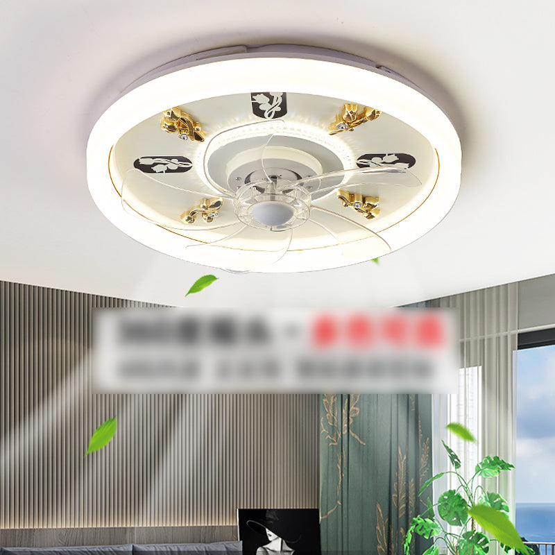 Contemporary Round Fan Light Metal 20" Wide LED Flush Mount Light for Bedroom