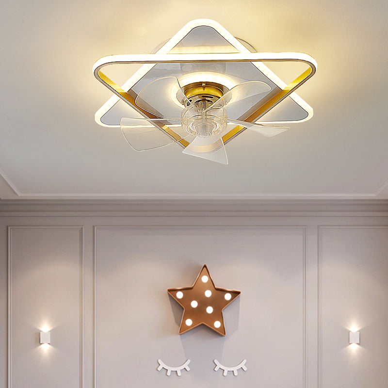 Contemporary Style Geometric Fan Light Metal LED Flush Mount Light for Bedroom