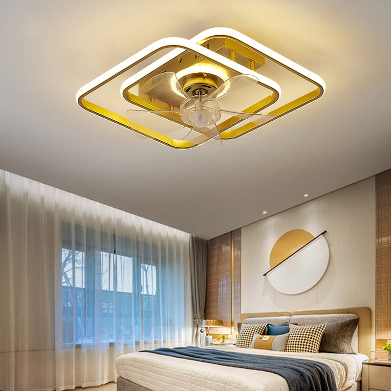 Contemporary Style Geometric Fan Light Metal LED Flush Mount Light for Bedroom