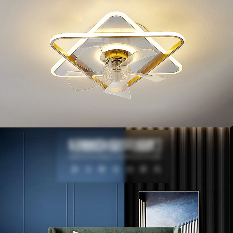 Contemporary Style Geometric Fan Light Metal LED Flush Mount Light for Bedroom