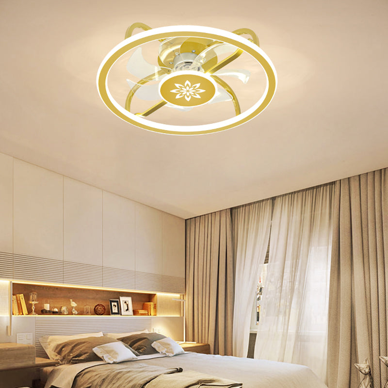 Contemporary Style Metal Fan Light Geometric LED Flush Mount Light for Bedroom