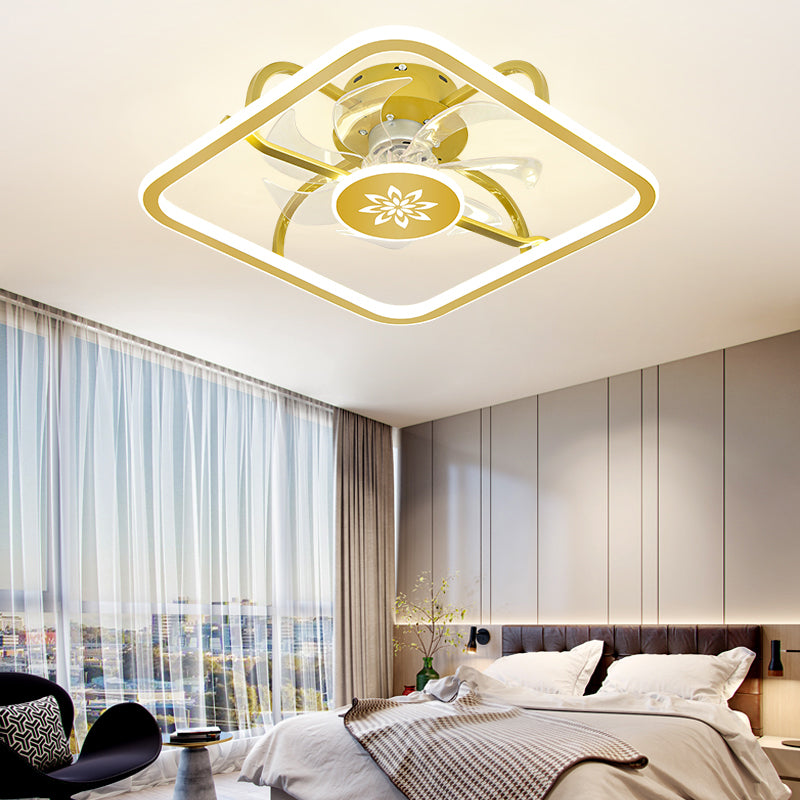 Contemporary Style Metal Fan Light Geometric LED Flush Mount Light for Bedroom