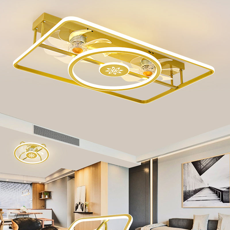 Contemporary Style Metal Fan Light Geometric LED Flush Mount Light for Bedroom