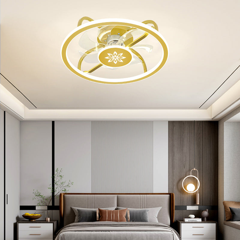 Contemporary Style Metal Fan Light Geometric LED Flush Mount Light for Bedroom