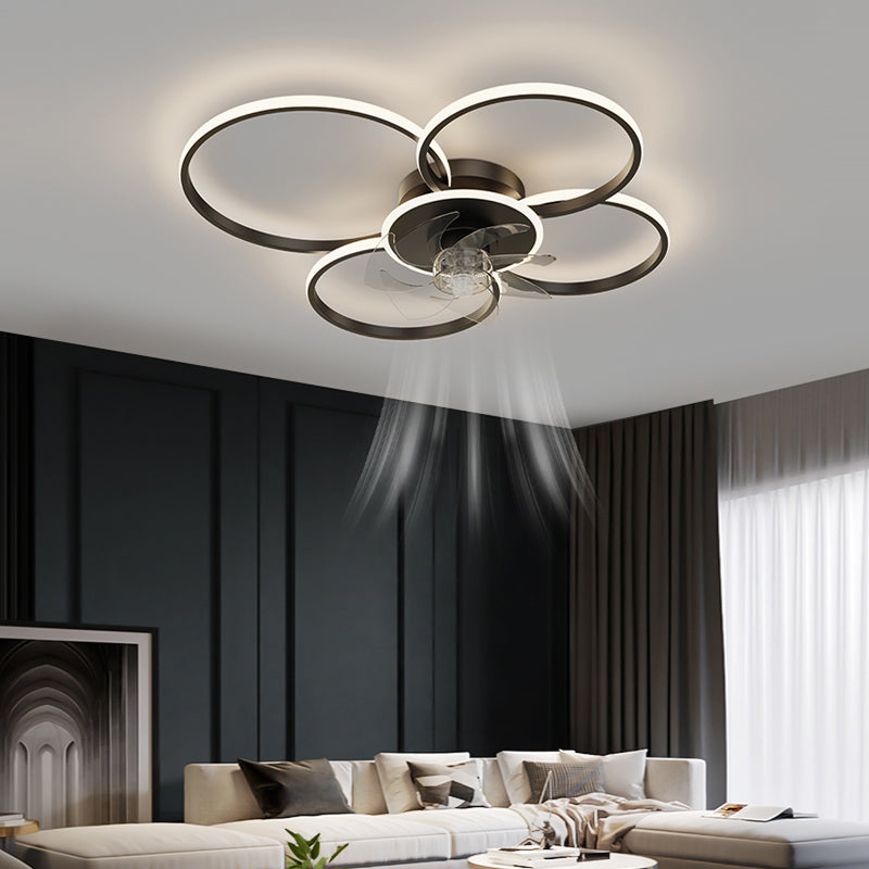 Modern Style Ceiling Fan Lamp LED Ceiling Mount Light with Acrylic Shade for Dining Room