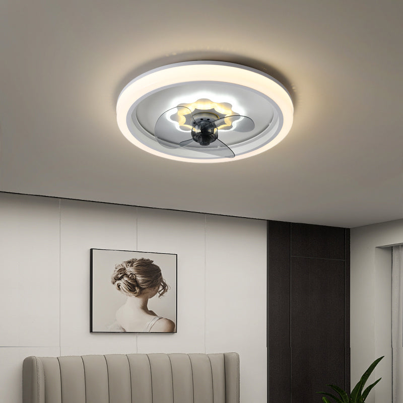 Modern Style Metal Fan Light Geometric LED Flush Mount Light for Bedroom