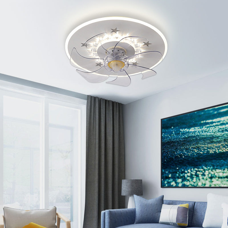 Modern Style Metal Fan Light Geometric LED Flush Mount Light for Bedroom