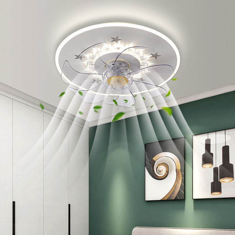 Modern Style Metal Fan Light Geometric LED Flush Mount Light for Bedroom