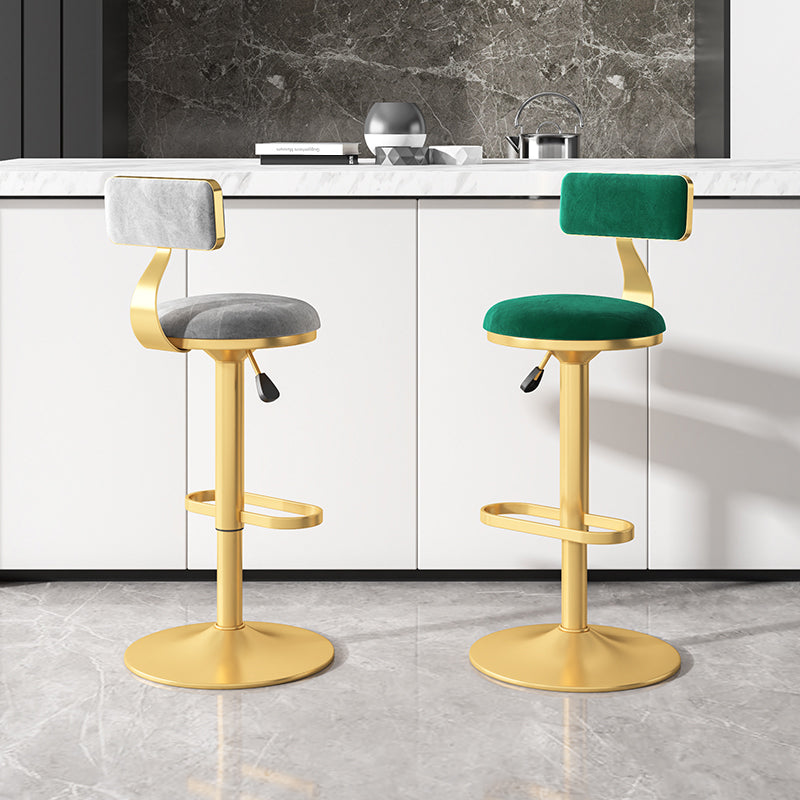 Glam Rotatable Backrest Counter Stool Steel Kitchen Bar Stool with Cushion and Pedal