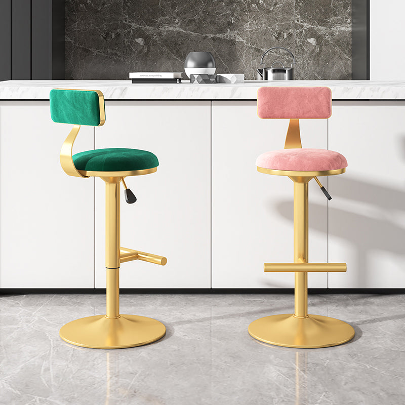 Glam Rotatable Backrest Counter Stool Steel Kitchen Bar Stool with Cushion and Pedal