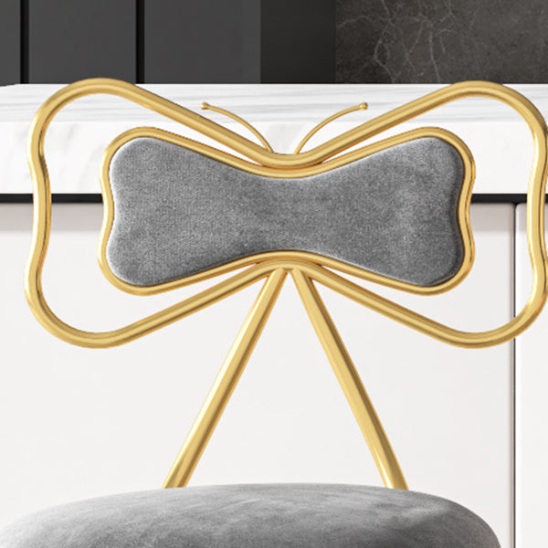 Glam Rotatable Backrest Counter Stool Steel Kitchen Bar Stool with Cushion and Pedal