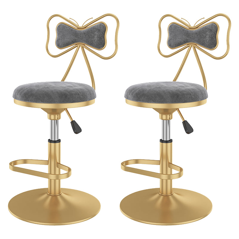 Glam Rotatable Backrest Counter Stool Steel Kitchen Bar Stool with Cushion and Pedal