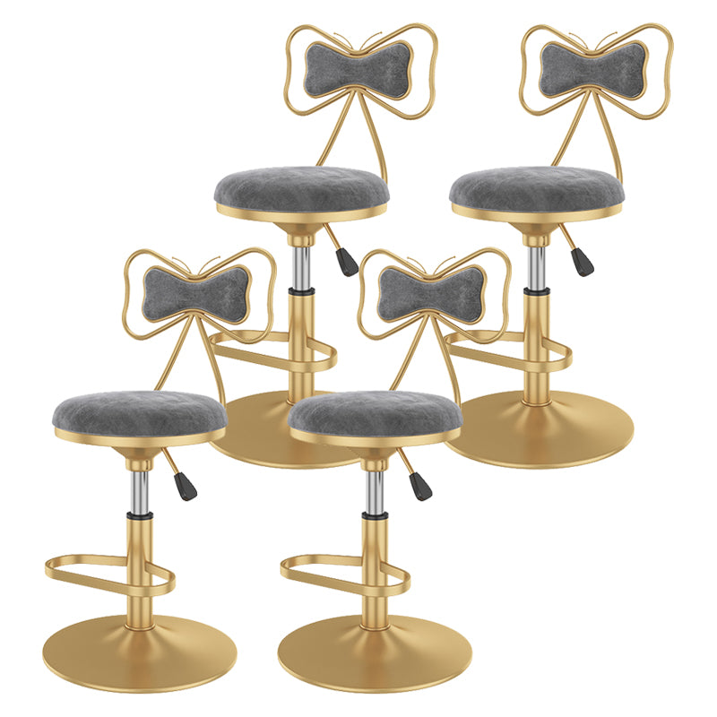 Glam Rotatable Backrest Counter Stool Steel Kitchen Bar Stool with Cushion and Pedal