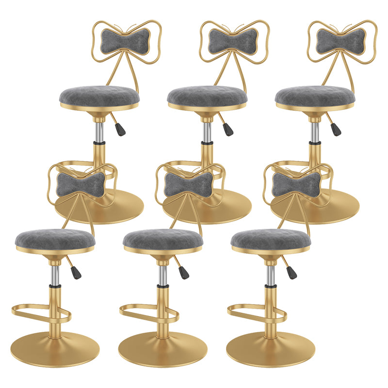 Glam Rotatable Backrest Counter Stool Steel Kitchen Bar Stool with Cushion and Pedal