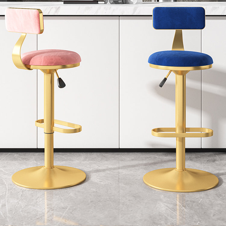 Glam Rotatable Backrest Counter Stool Steel Kitchen Bar Stool with Cushion and Pedal