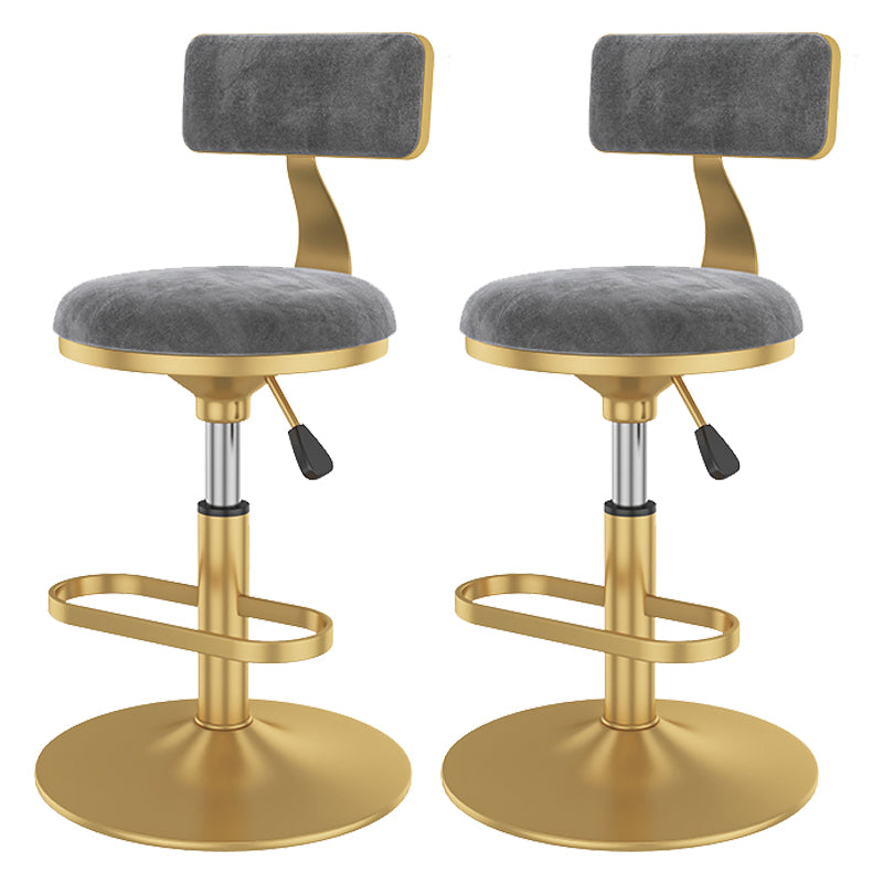 Glam Rotatable Backrest Counter Stool Steel Kitchen Bar Stool with Cushion and Pedal