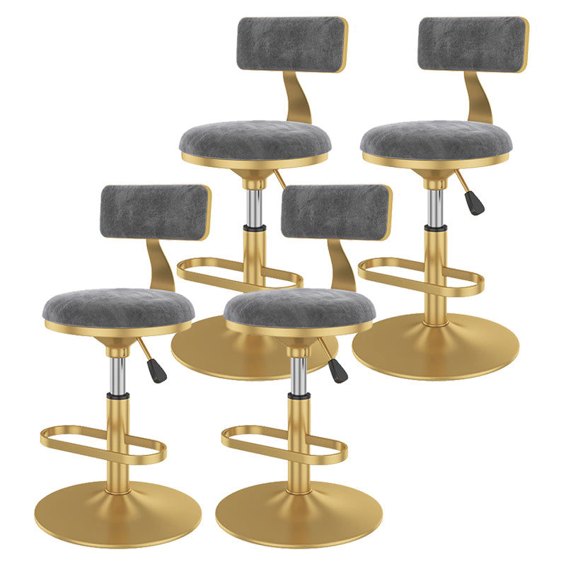 Glam Rotatable Backrest Counter Stool Steel Kitchen Bar Stool with Cushion and Pedal