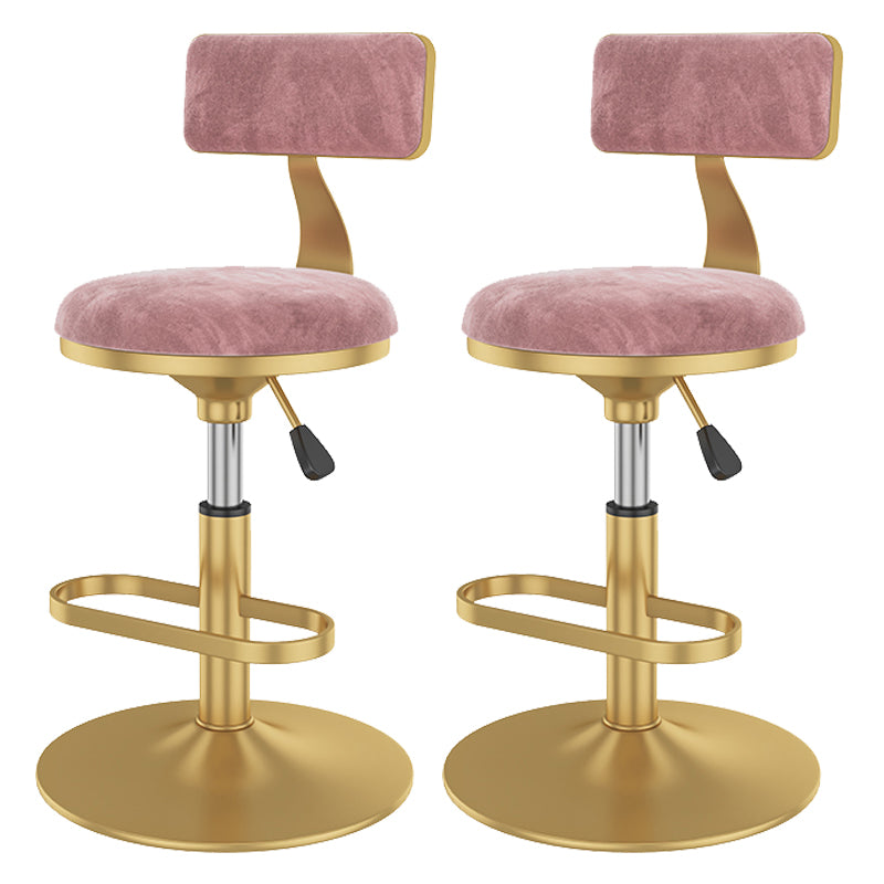Glam Rotatable Backrest Counter Stool Steel Kitchen Bar Stool with Cushion and Pedal