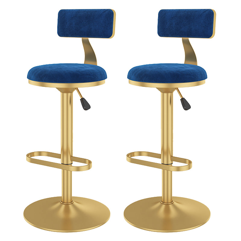 Glam Rotatable Backrest Counter Stool Steel Kitchen Bar Stool with Cushion and Pedal