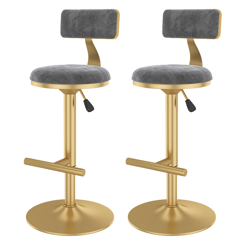Glam Rotatable Backrest Counter Stool Steel Kitchen Bar Stool with Cushion and Pedal