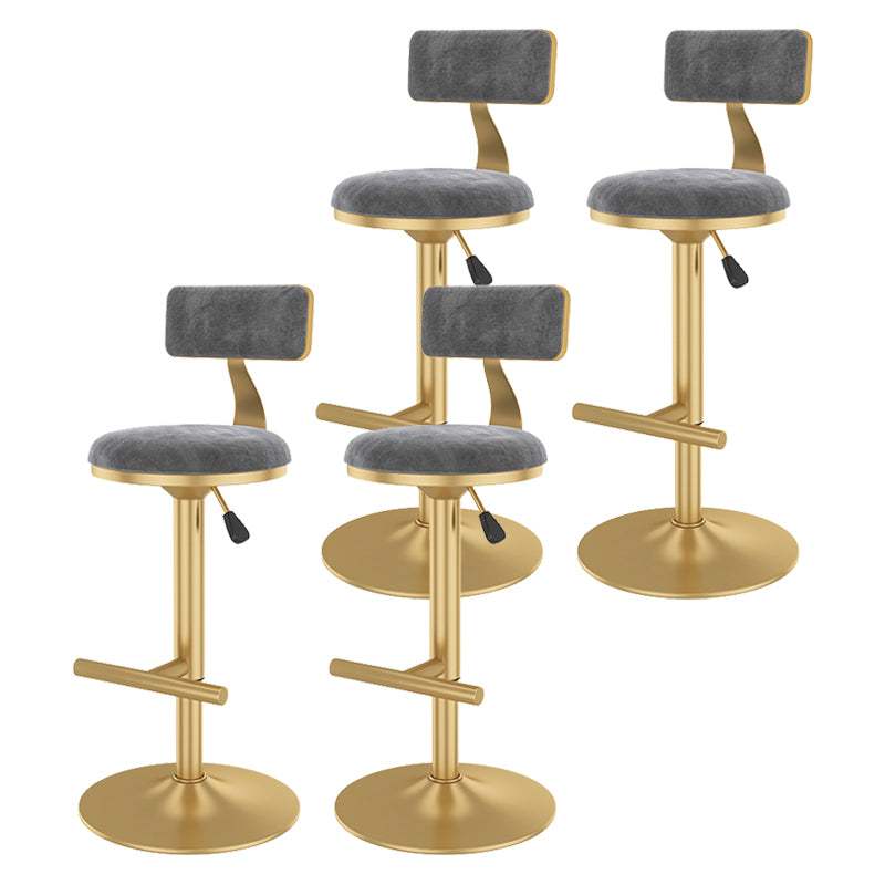 Glam Rotatable Backrest Counter Stool Steel Kitchen Bar Stool with Cushion and Pedal