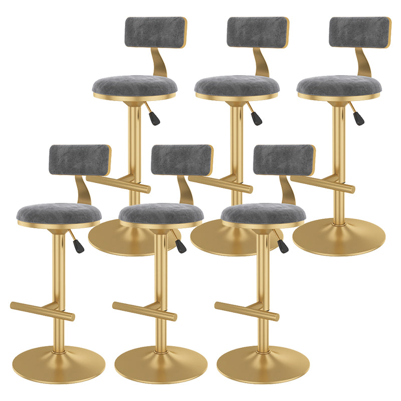 Glam Rotatable Backrest Counter Stool Steel Kitchen Bar Stool with Cushion and Pedal