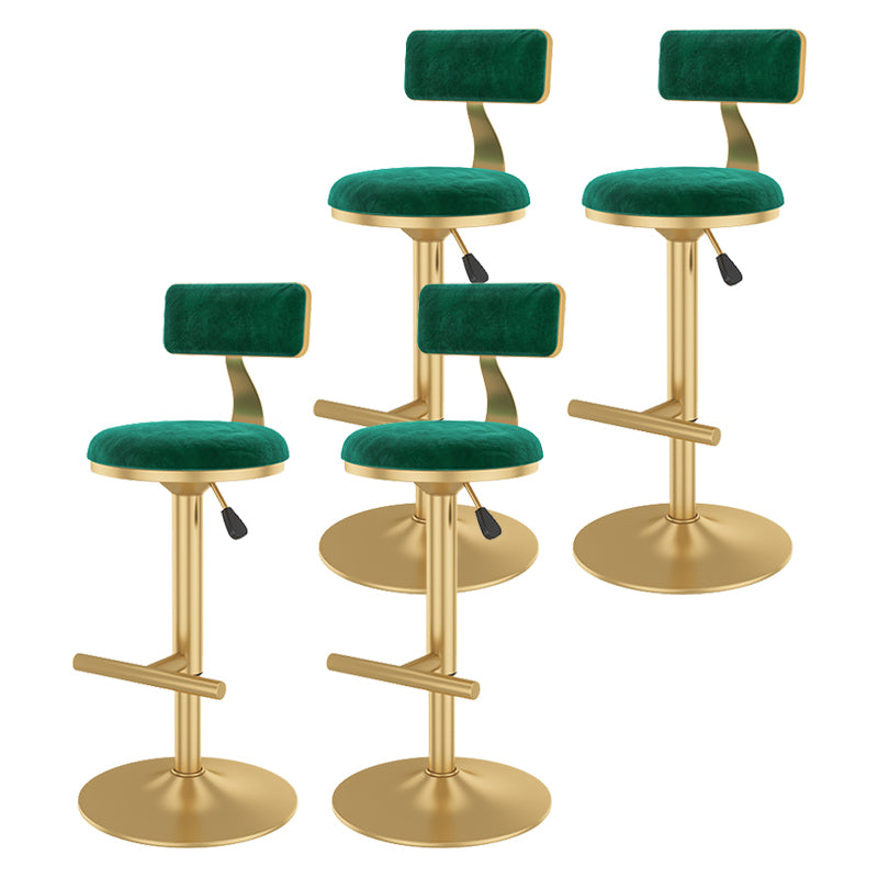 Glam Rotatable Backrest Counter Stool Steel Kitchen Bar Stool with Cushion and Pedal