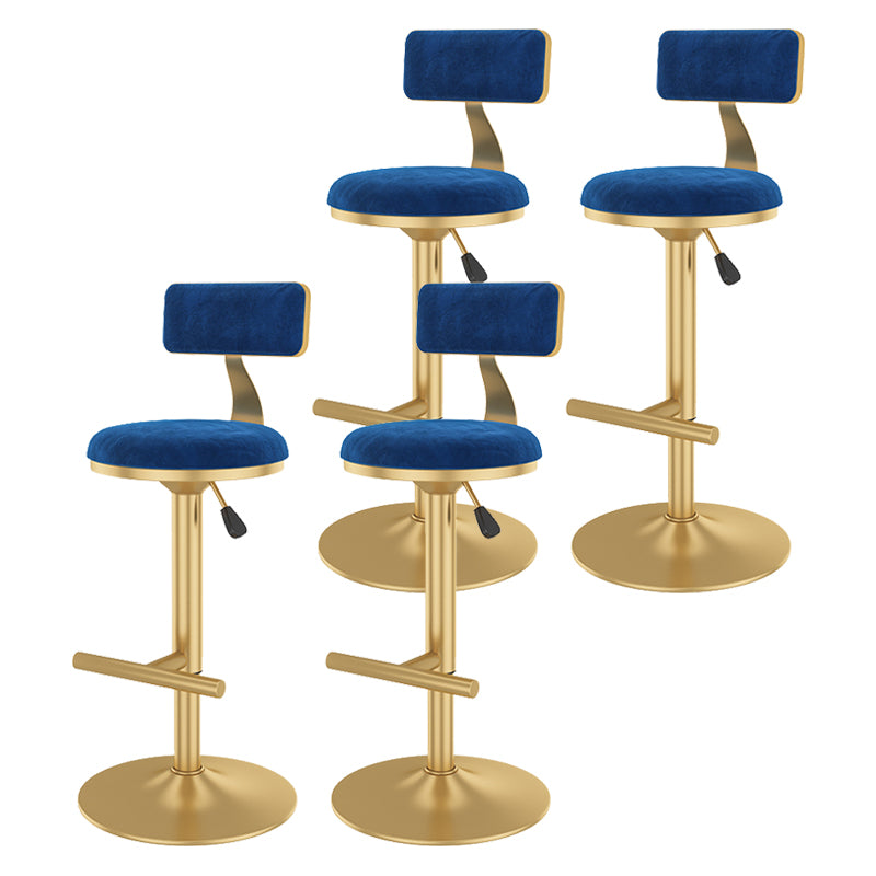 Glam Rotatable Backrest Counter Stool Steel Kitchen Bar Stool with Cushion and Pedal