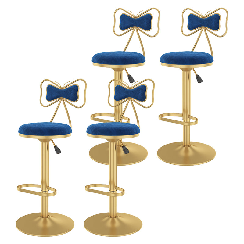 Glam Rotatable Backrest Counter Stool Steel Kitchen Bar Stool with Cushion and Pedal