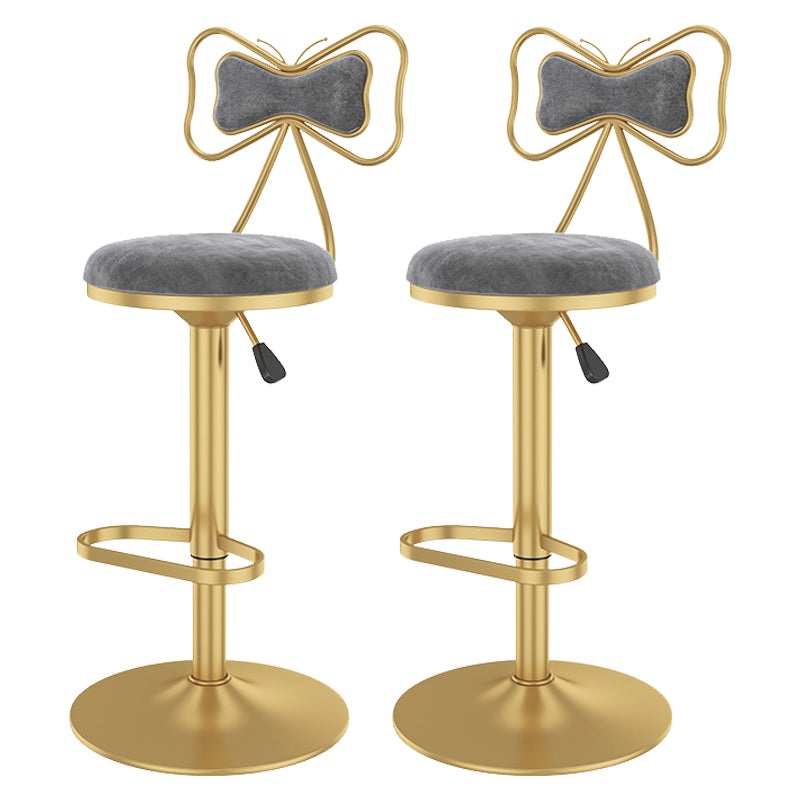Glam Rotatable Backrest Counter Stool Steel Kitchen Bar Stool with Cushion and Pedal
