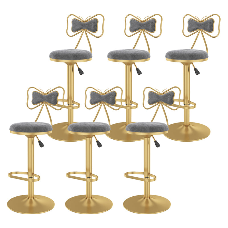 Glam Rotatable Backrest Counter Stool Steel Kitchen Bar Stool with Cushion and Pedal