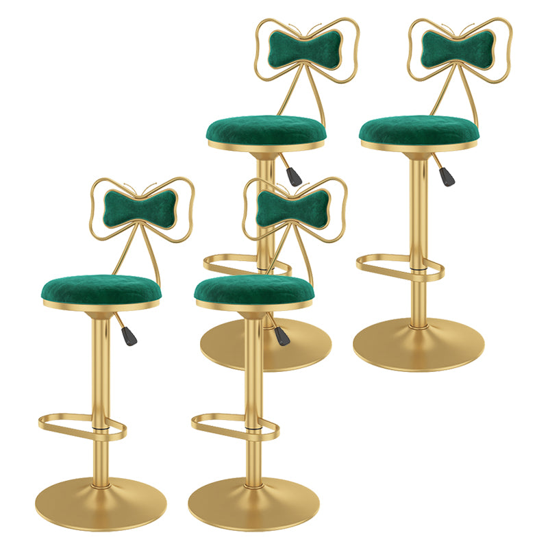 Glam Rotatable Backrest Counter Stool Steel Kitchen Bar Stool with Cushion and Pedal