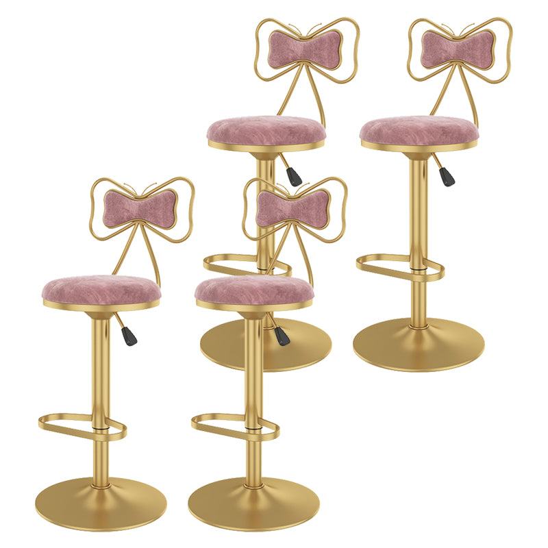Glam Rotatable Backrest Counter Stool Steel Kitchen Bar Stool with Cushion and Pedal